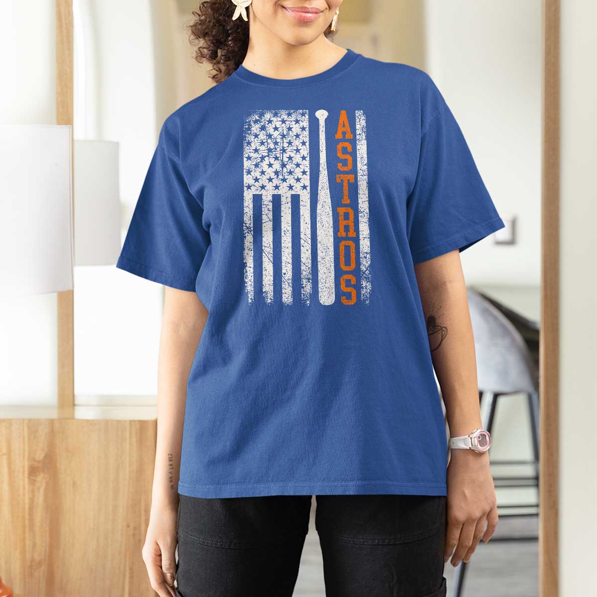 Vintage Astro T Shirt For Women Last Name Baseball American Flag Retro Style 70s 80s 90s