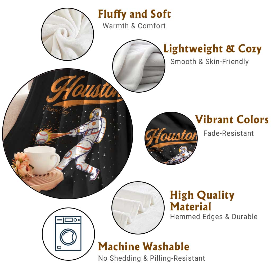 Houston Clutch City Throw Blanket Astronaut Baseball Player In Space