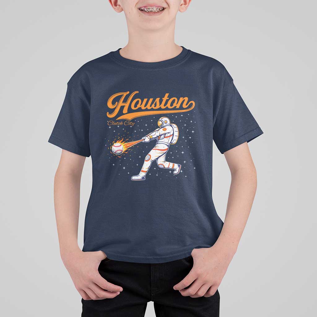 Houston Clutch City T Shirt For Kid Astronaut Baseball Player In Space