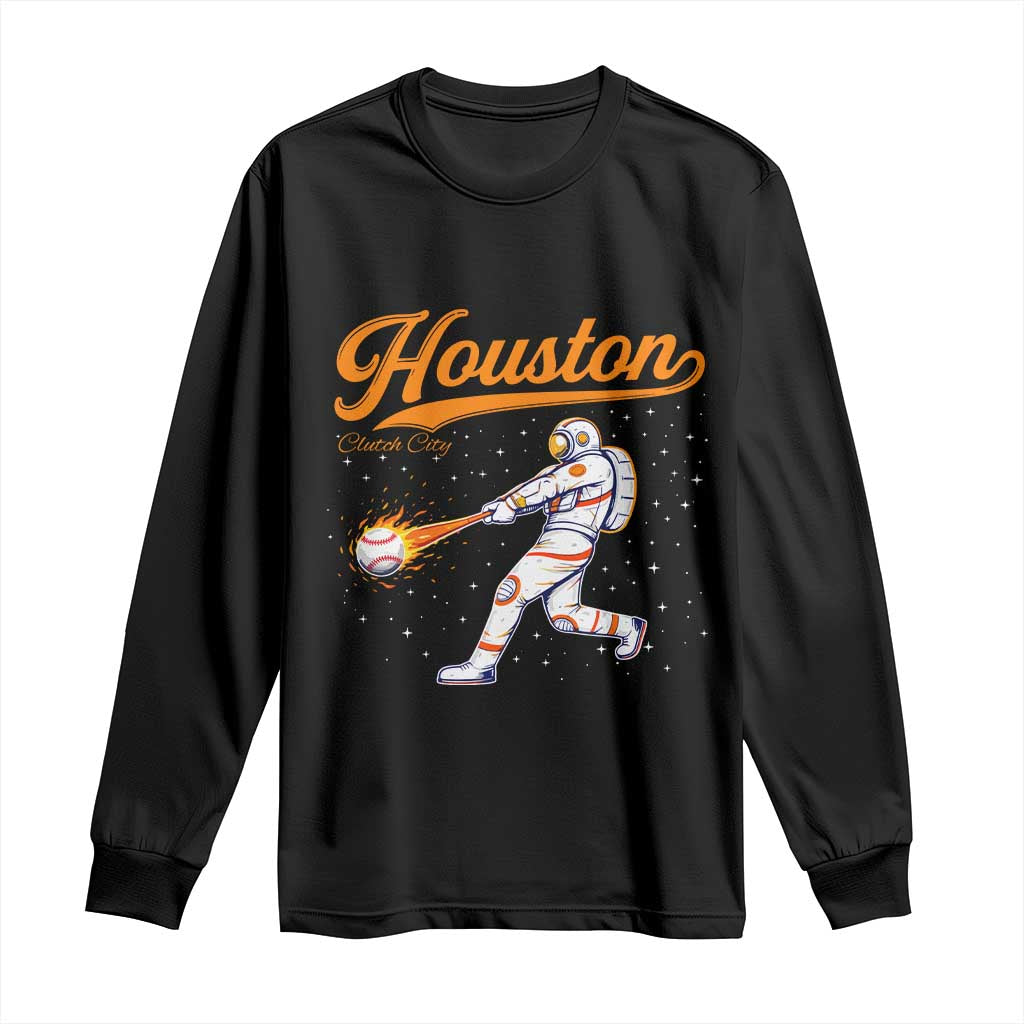 Houston Clutch City Long Sleeve Shirt Astronaut Baseball Player In Space