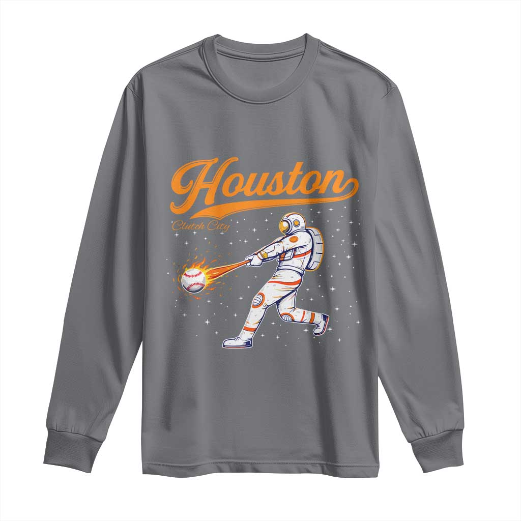 Houston Clutch City Long Sleeve Shirt Astronaut Baseball Player In Space