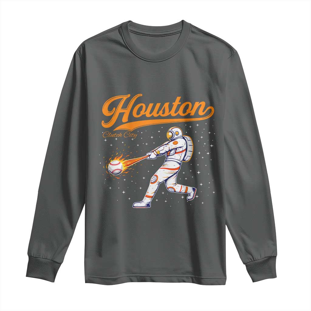 Houston Clutch City Long Sleeve Shirt Astronaut Baseball Player In Space
