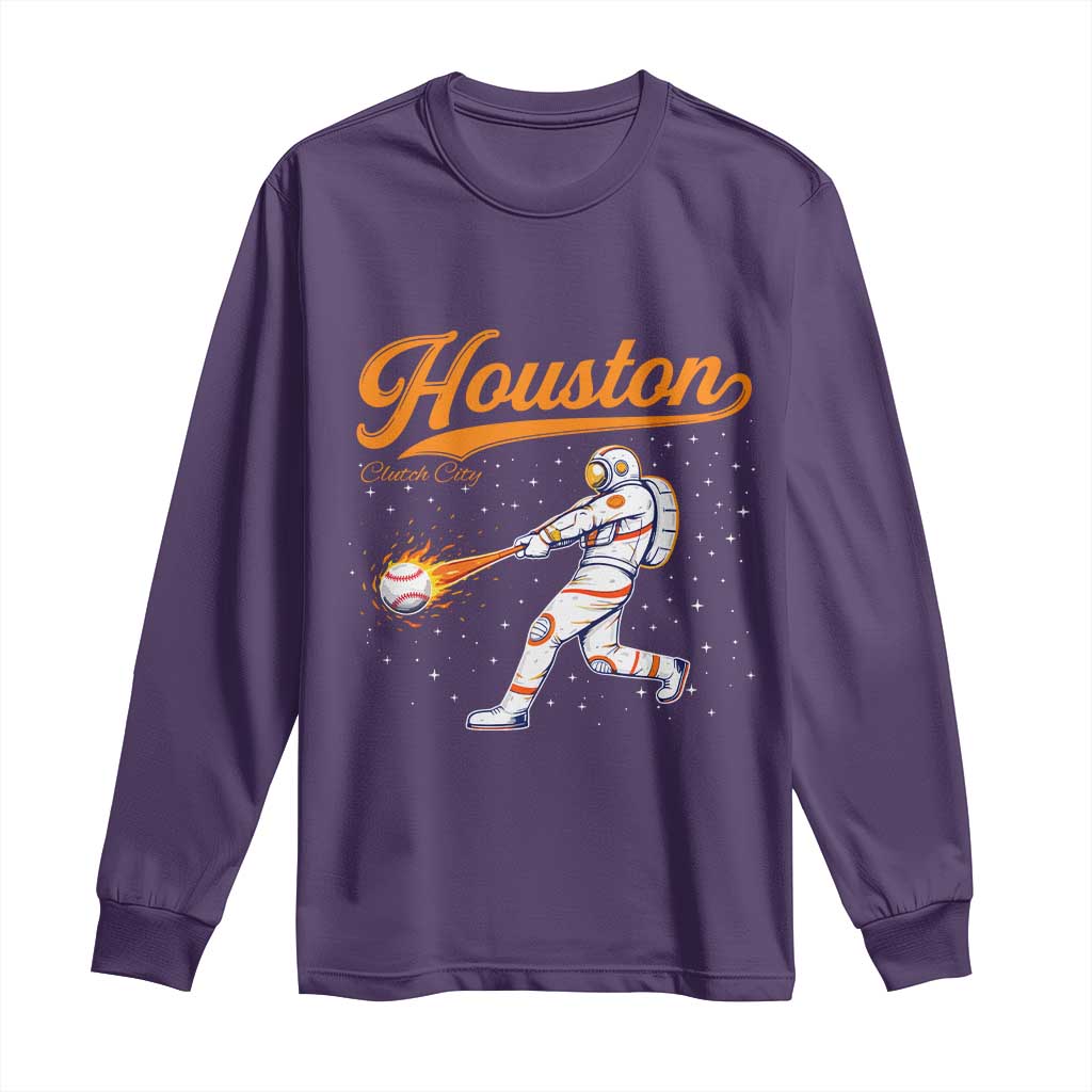 Houston Clutch City Long Sleeve Shirt Astronaut Baseball Player In Space