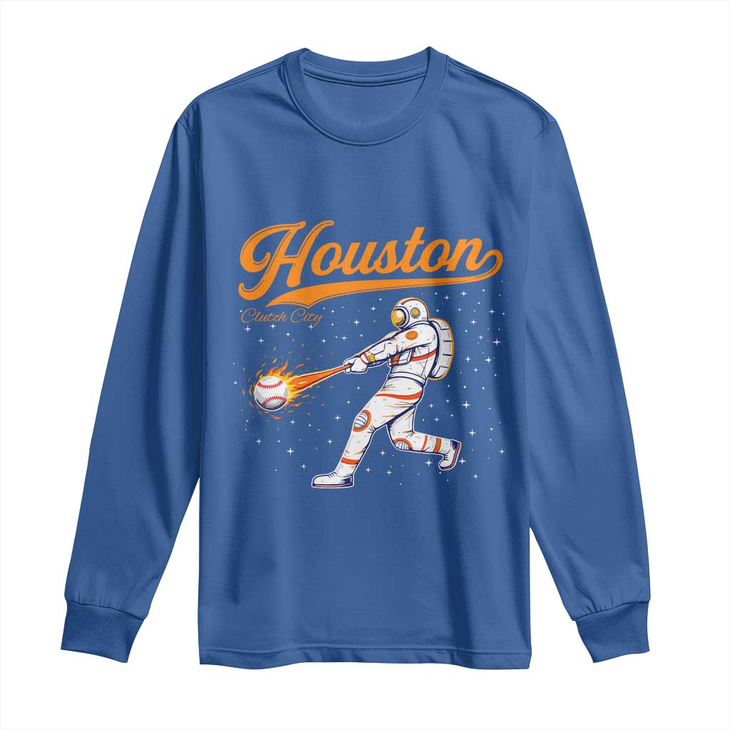Houston Clutch City Long Sleeve Shirt Astronaut Baseball Player In Space