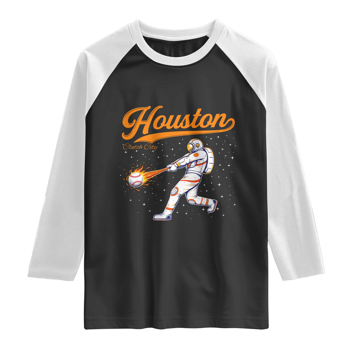 Houston Clutch City Raglan Shirt Astronaut Baseball Player In Space