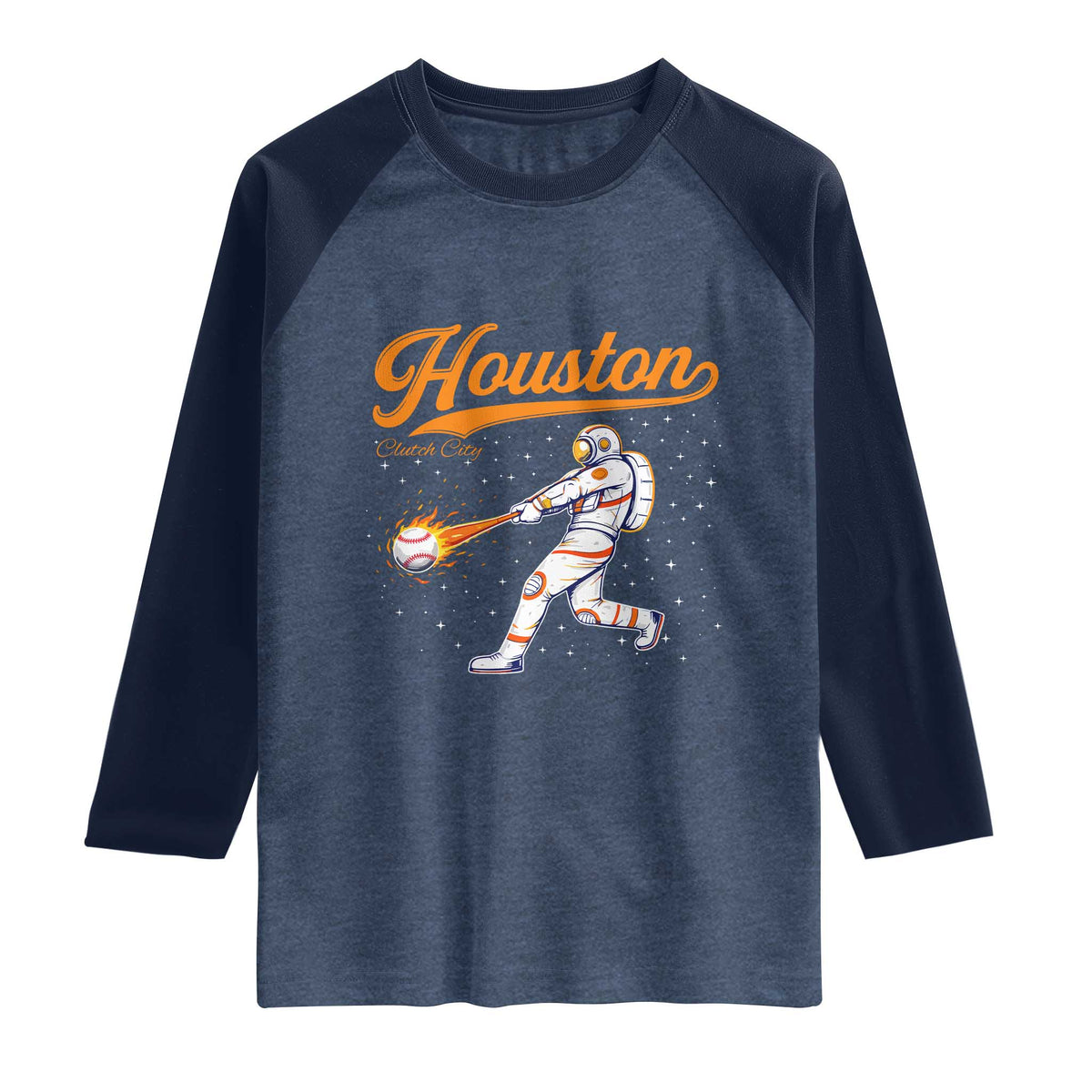Houston Clutch City Raglan Shirt Astronaut Baseball Player In Space