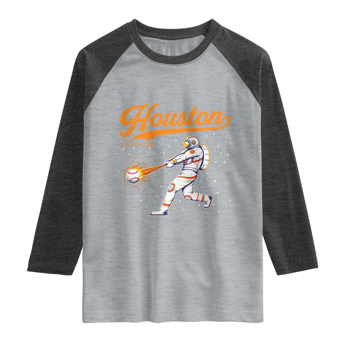 Houston Clutch City Raglan Shirt Astronaut Baseball Player In Space