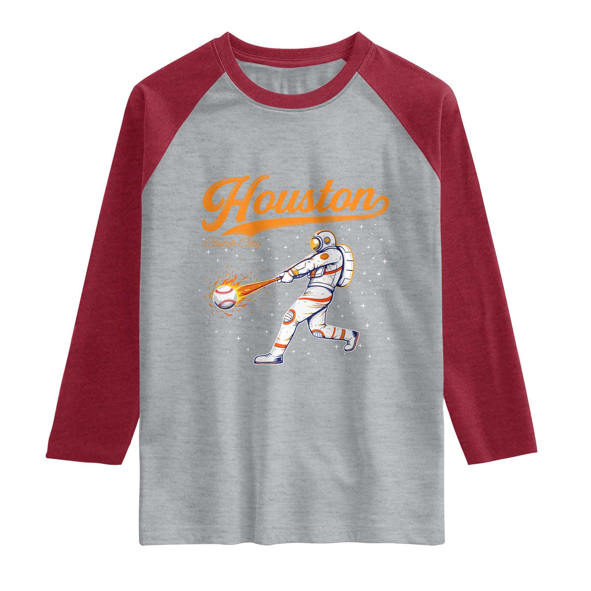 Houston Clutch City Raglan Shirt Astronaut Baseball Player In Space