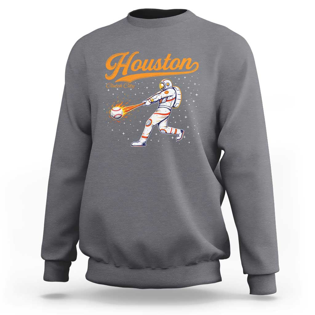 Houston Clutch City Sweatshirt Astronaut Baseball Player In Space