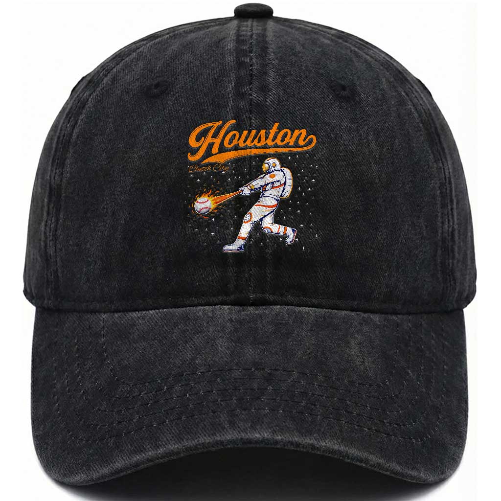 Houston Clutch City Washed Cotton Baseball Cap Astronaut Baseball Player In Space