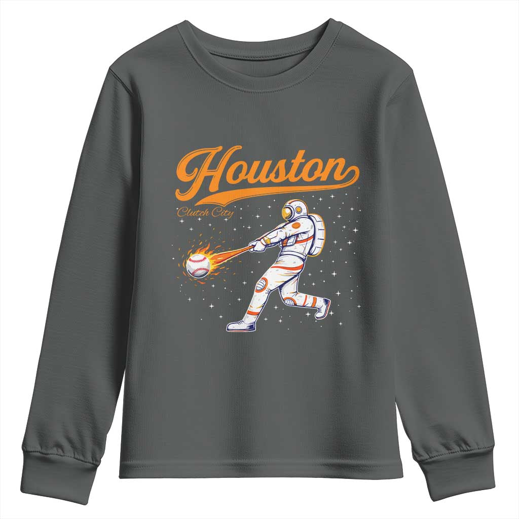 Houston Clutch City Youth Sweatshirt Astronaut Baseball Player In Space