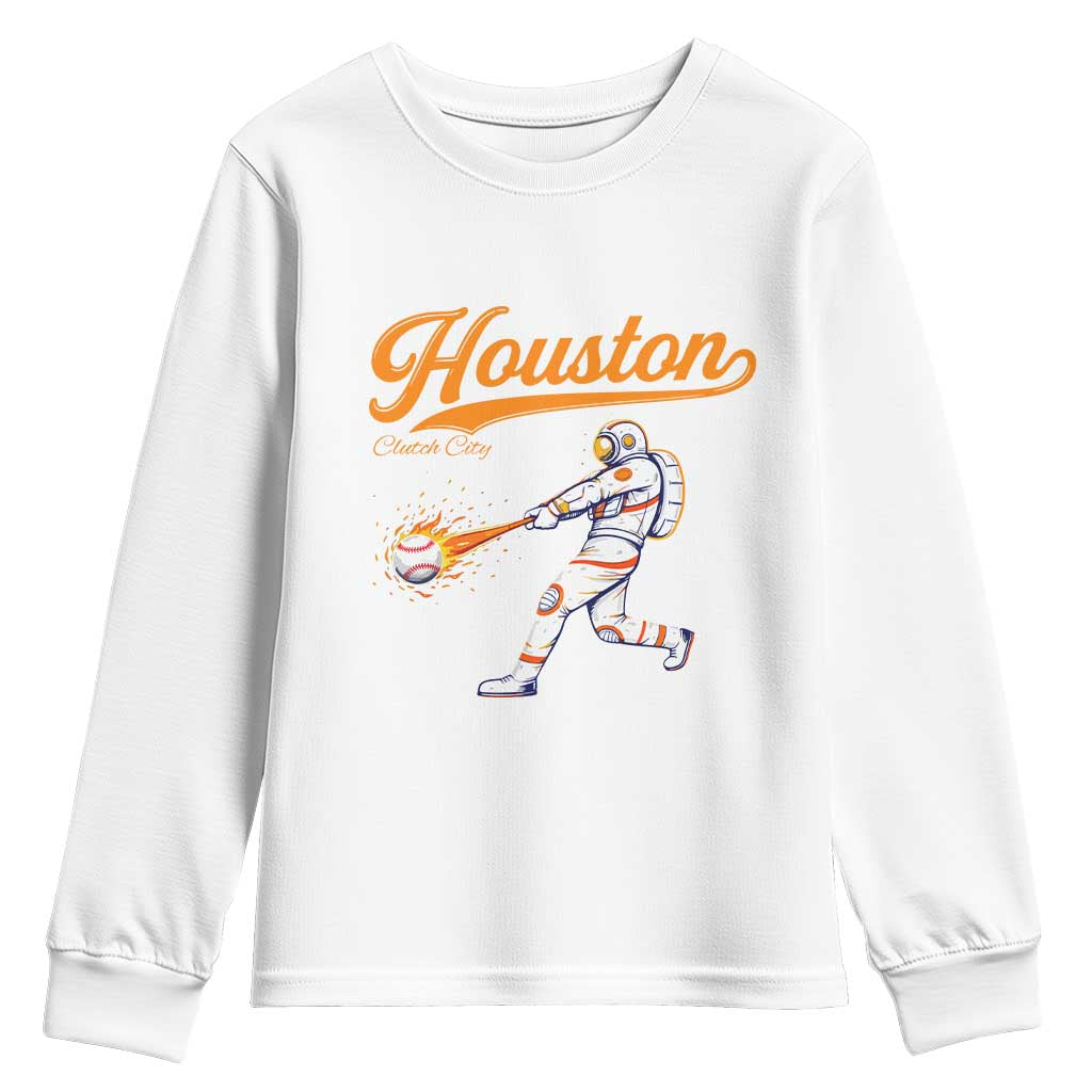 Houston Clutch City Youth Sweatshirt Astronaut Baseball Player In Space
