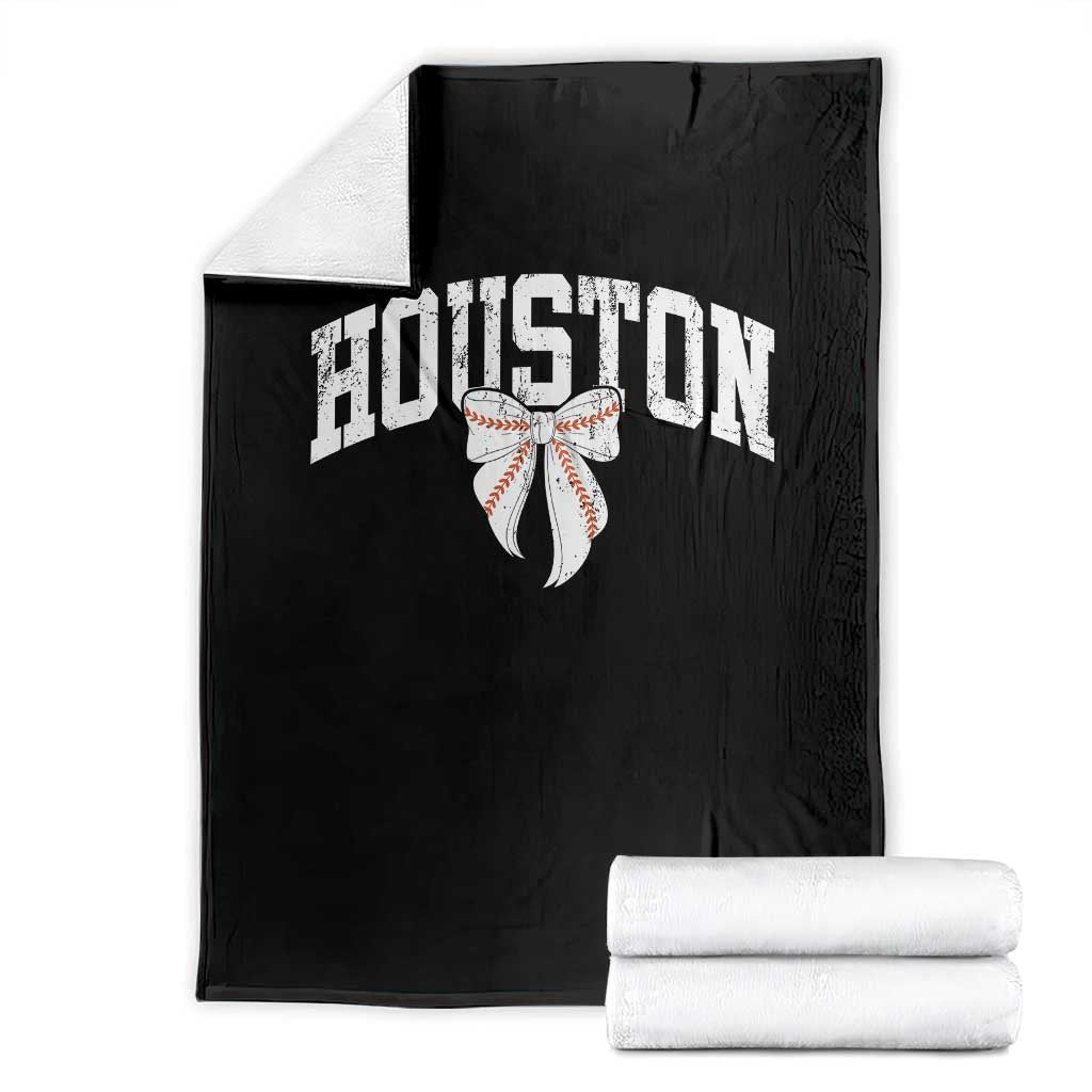 Retro Houston Throw Blanket Baseball Coquette Bow Varsity Vintage Sports 80s 90s