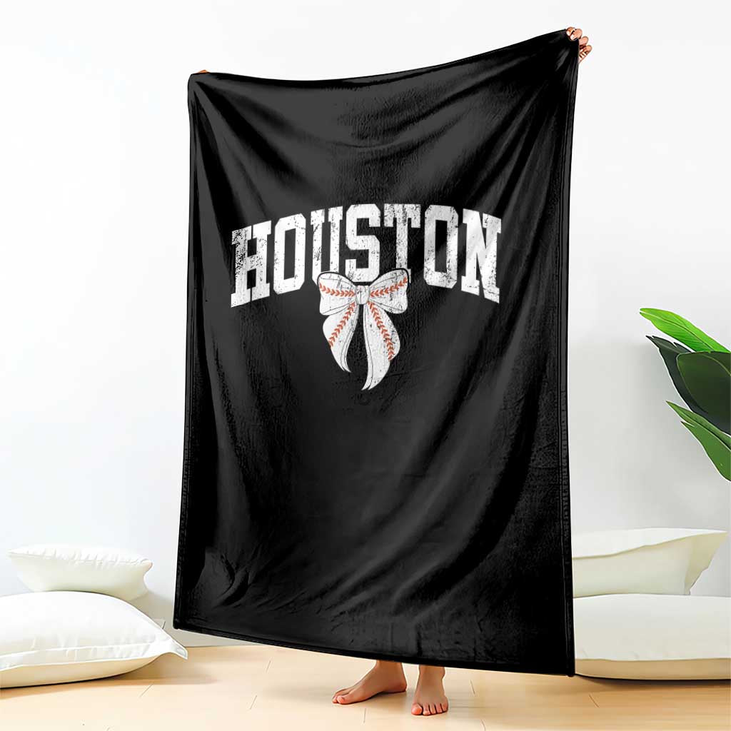 Retro Houston Throw Blanket Baseball Coquette Bow Varsity Vintage Sports 80s 90s