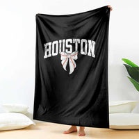 Retro Houston Throw Blanket Baseball Coquette Bow Varsity Vintage Sports 80s 90s