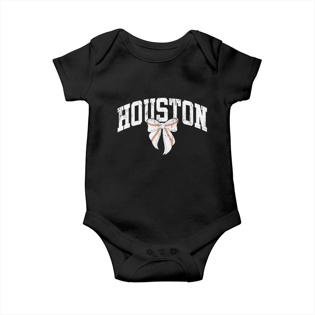 Retro Houston Baby Onesie Baseball Coquette Bow Varsity Vintage Sports 80s 90s