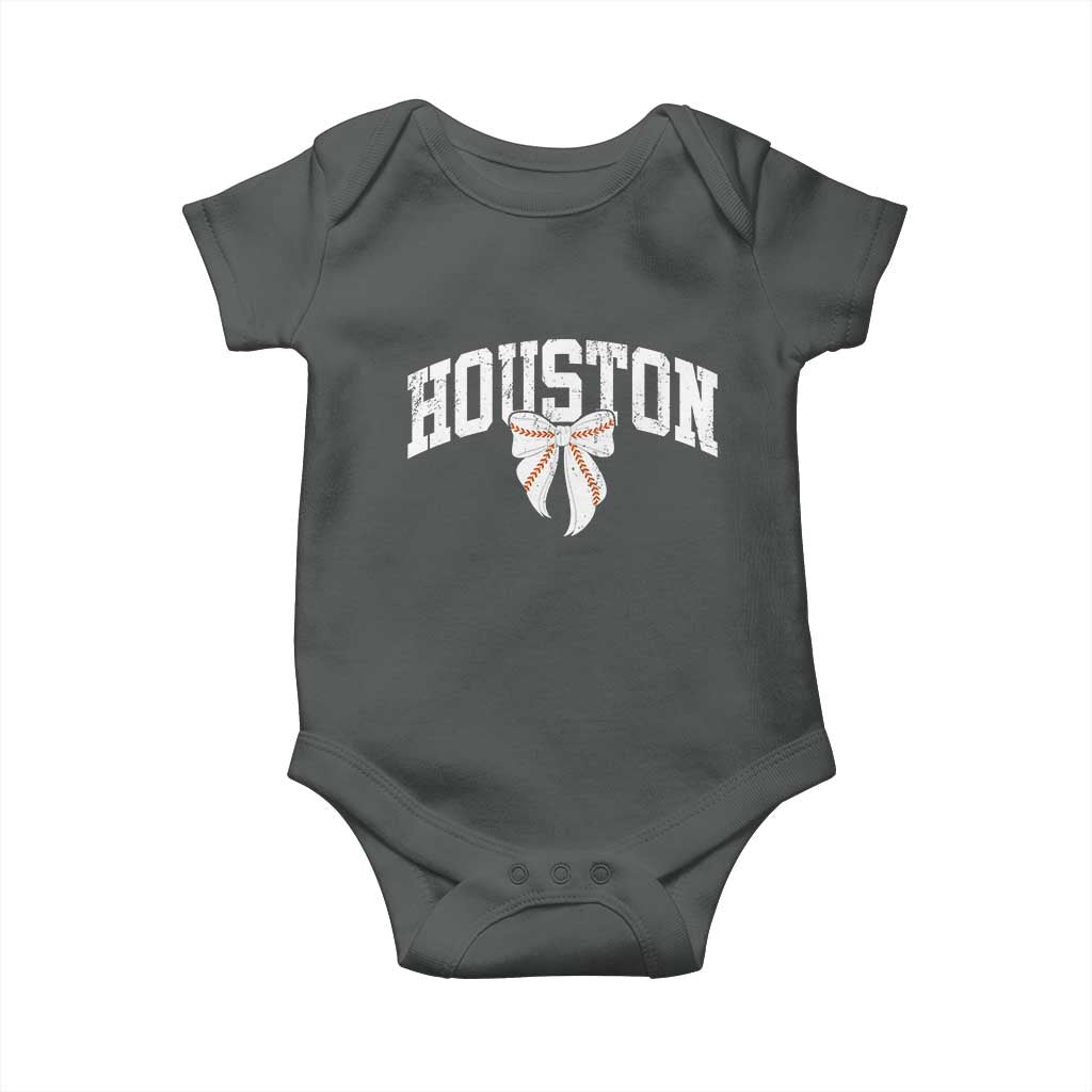Retro Houston Baby Onesie Baseball Coquette Bow Varsity Vintage Sports 80s 90s