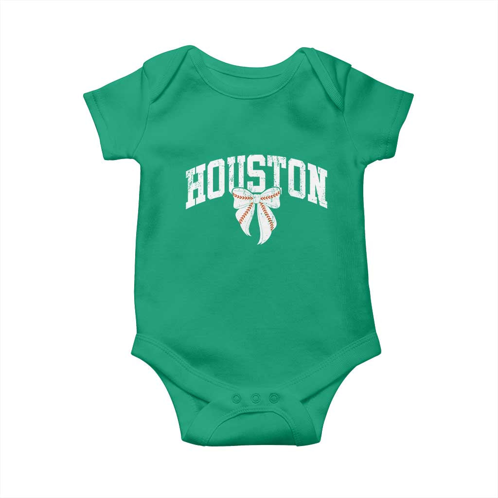 Retro Houston Baby Onesie Baseball Coquette Bow Varsity Vintage Sports 80s 90s