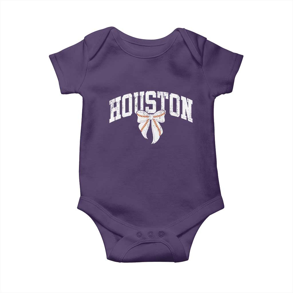 Retro Houston Baby Onesie Baseball Coquette Bow Varsity Vintage Sports 80s 90s