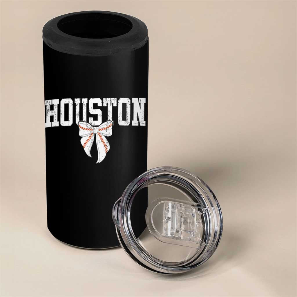 Retro Houston 4 in 1 Can Cooler Tumbler Baseball Coquette Bow Varsity Vintage Sports 80s 90s