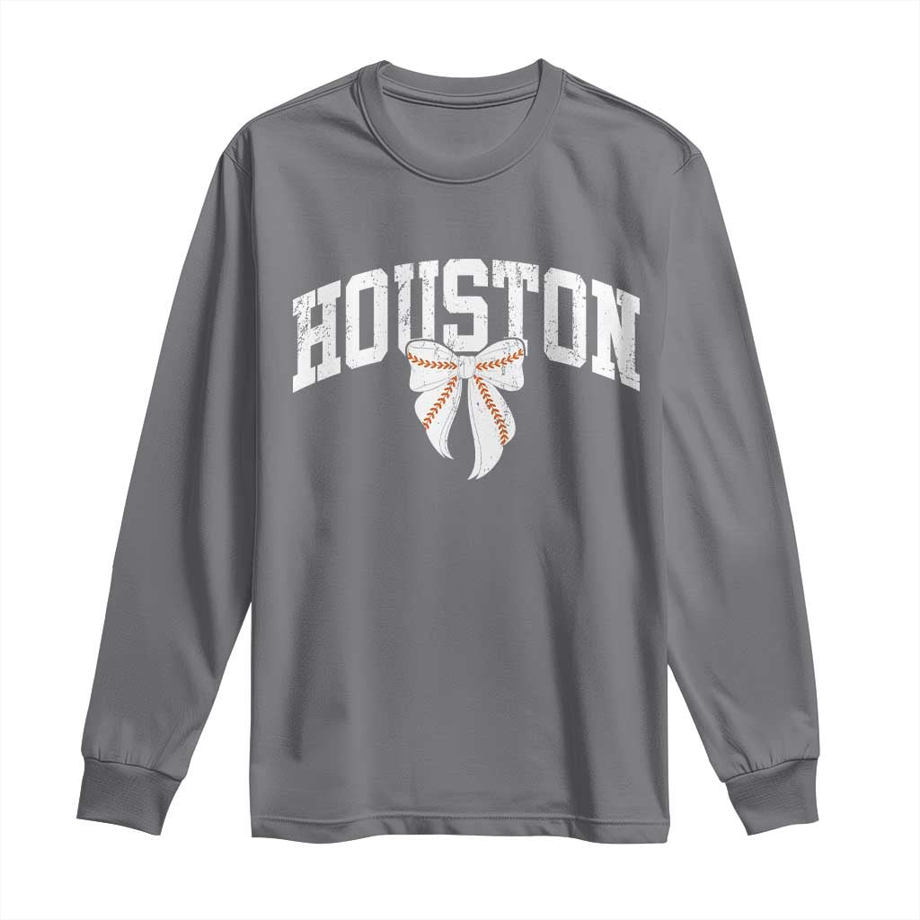 Retro Houston Long Sleeve Shirt Baseball Coquette Bow Varsity Vintage Sports 80s 90s