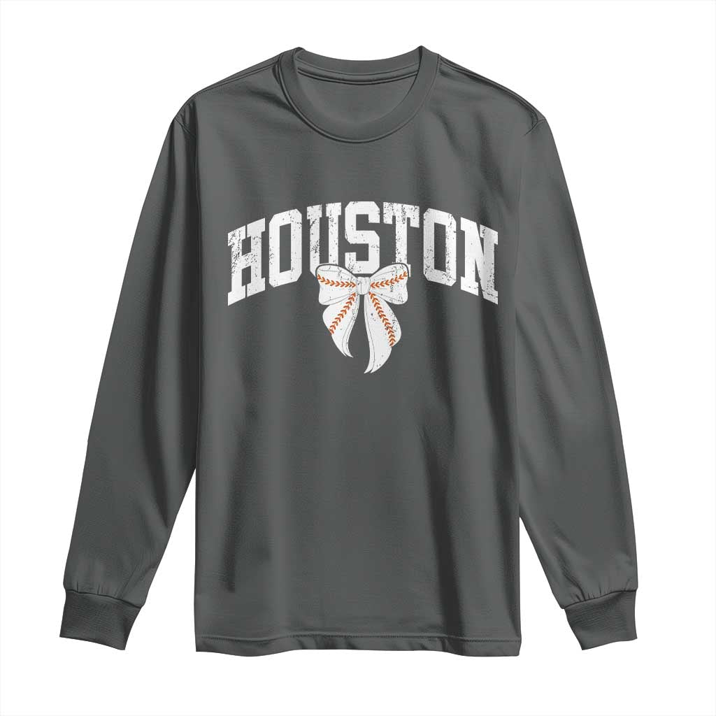 Retro Houston Long Sleeve Shirt Baseball Coquette Bow Varsity Vintage Sports 80s 90s