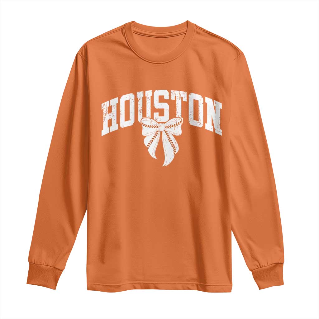 Retro Houston Long Sleeve Shirt Baseball Coquette Bow Varsity Vintage Sports 80s 90s