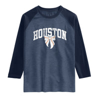 Retro Houston Raglan Shirt Baseball Coquette Bow Varsity Vintage Sports 80s 90s