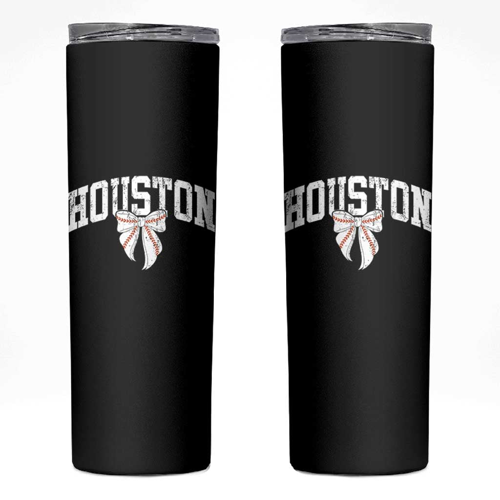 Retro Houston Skinny Tumbler Baseball Coquette Bow Varsity Vintage Sports 80s 90s