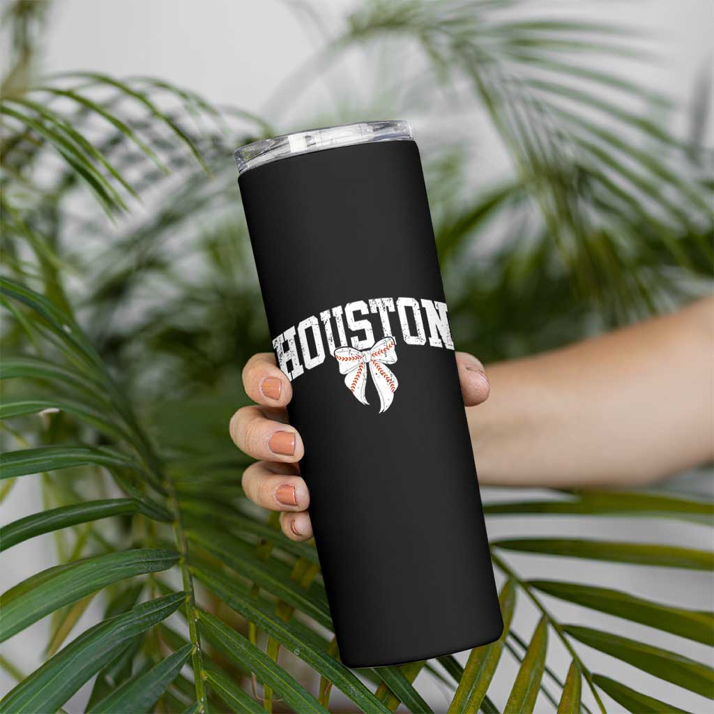 Retro Houston Skinny Tumbler Baseball Coquette Bow Varsity Vintage Sports 80s 90s