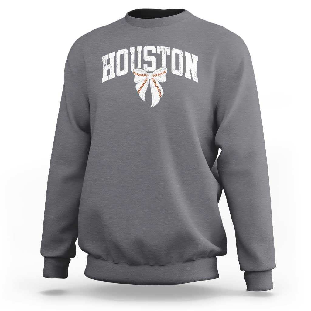 Retro Houston Sweatshirt Baseball Coquette Bow Varsity Vintage Sports 80s 90s