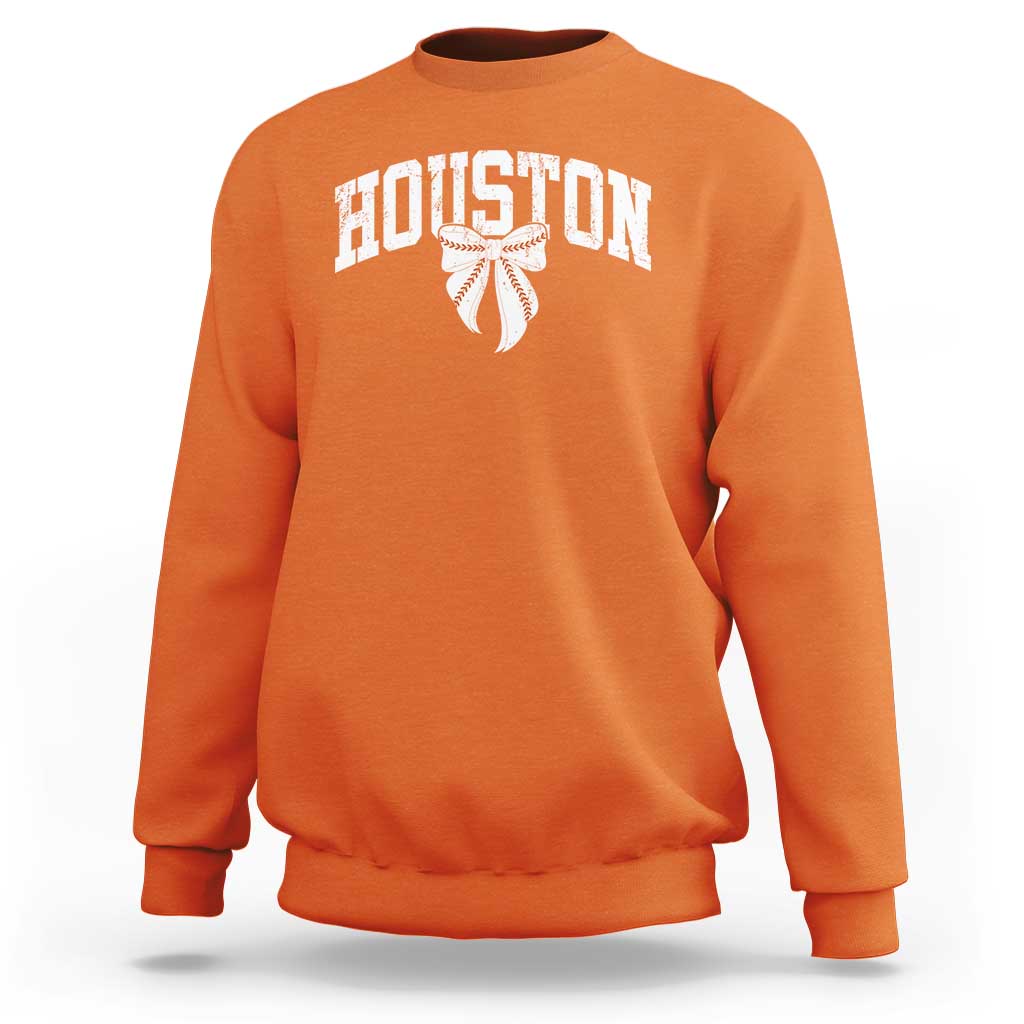 Retro Houston Sweatshirt Baseball Coquette Bow Varsity Vintage Sports 80s 90s