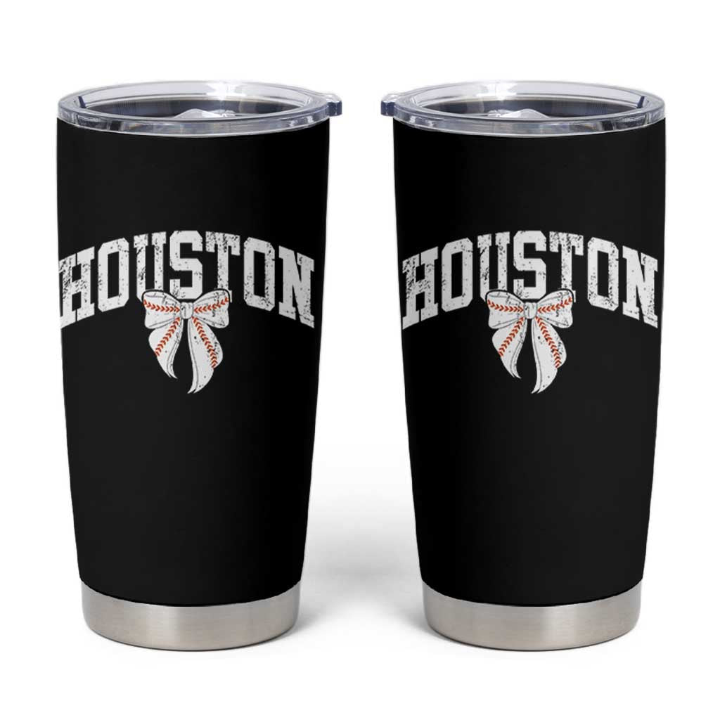 Retro Houston Tumbler Cup Baseball Coquette Bow Varsity Vintage Sports 80s 90s