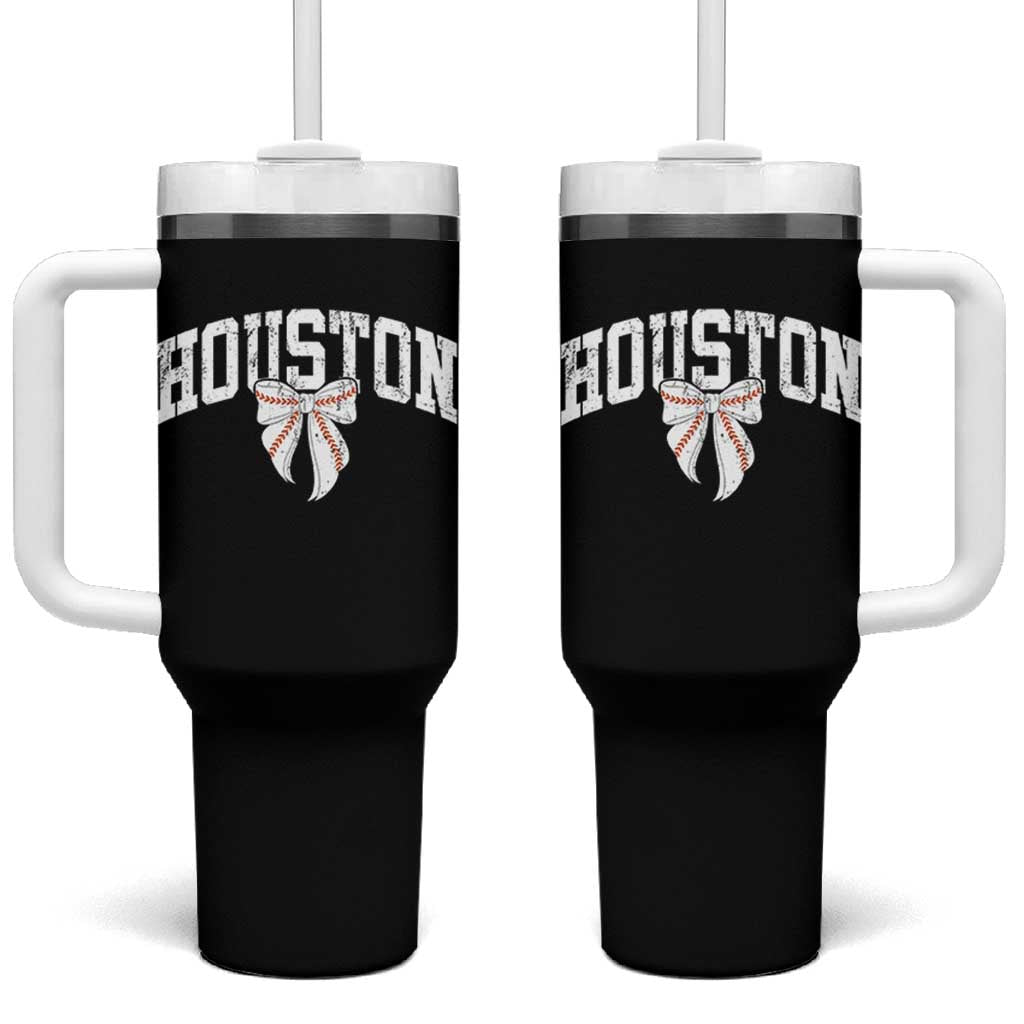 Retro Houston Tumbler With Handle Baseball Coquette Bow Varsity Vintage Sports 80s 90s