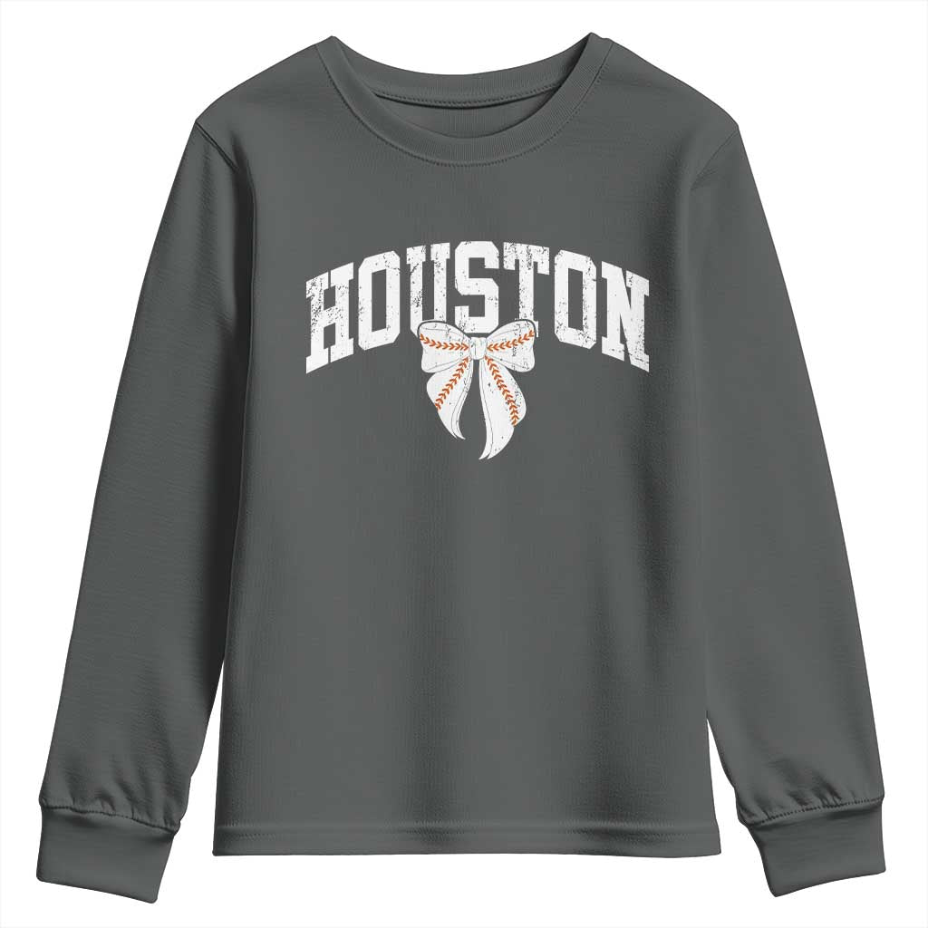 Retro Houston Youth Sweatshirt Baseball Coquette Bow Varsity Vintage Sports 80s 90s