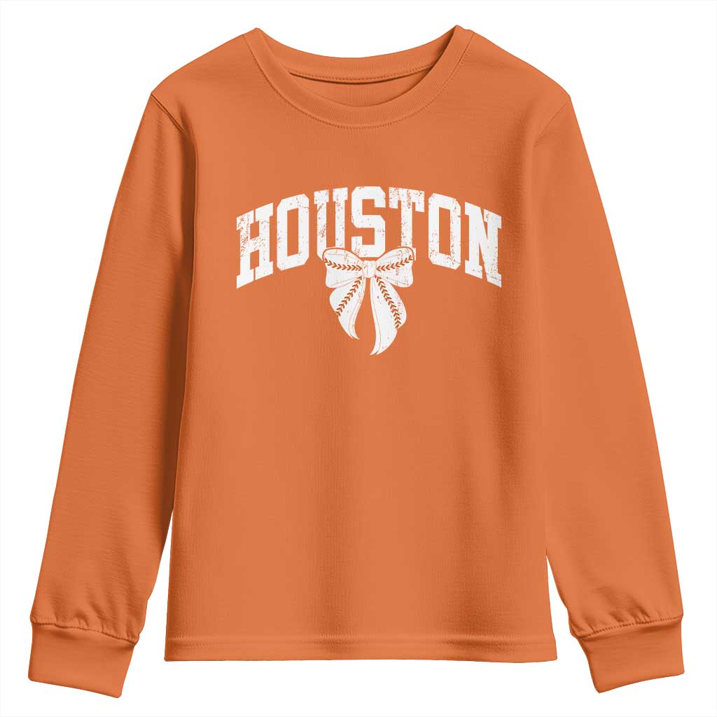 Retro Houston Youth Sweatshirt Baseball Coquette Bow Varsity Vintage Sports 80s 90s