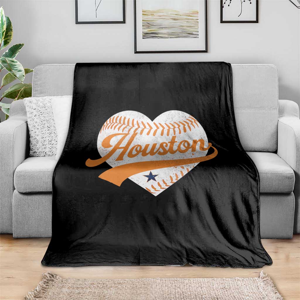 Houston Clutch City Throw Blanket Baseball Heart Varsity Script Vintage Sports Fans