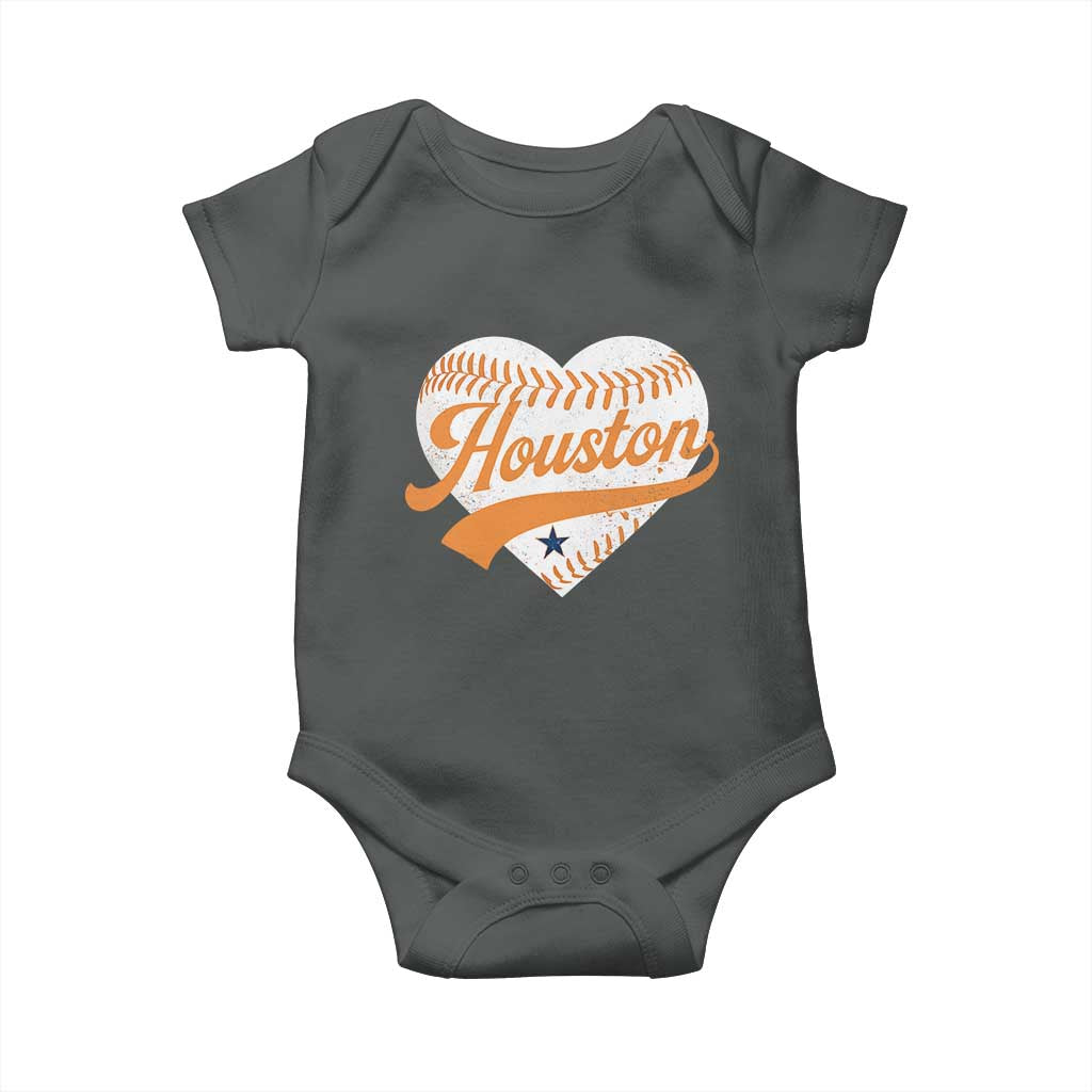 Houston Clutch City Baby Onesie Baseball Heart Varsity Script Vintage Sports Fans