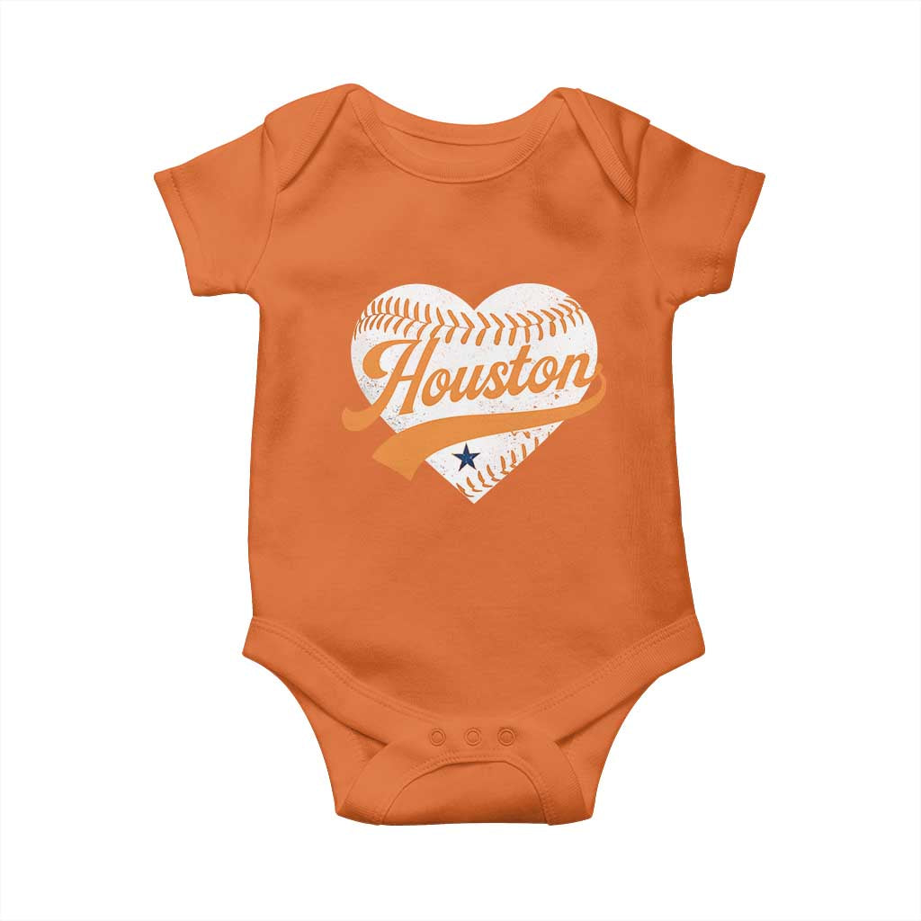 Houston Clutch City Baby Onesie Baseball Heart Varsity Script Vintage Sports Fans