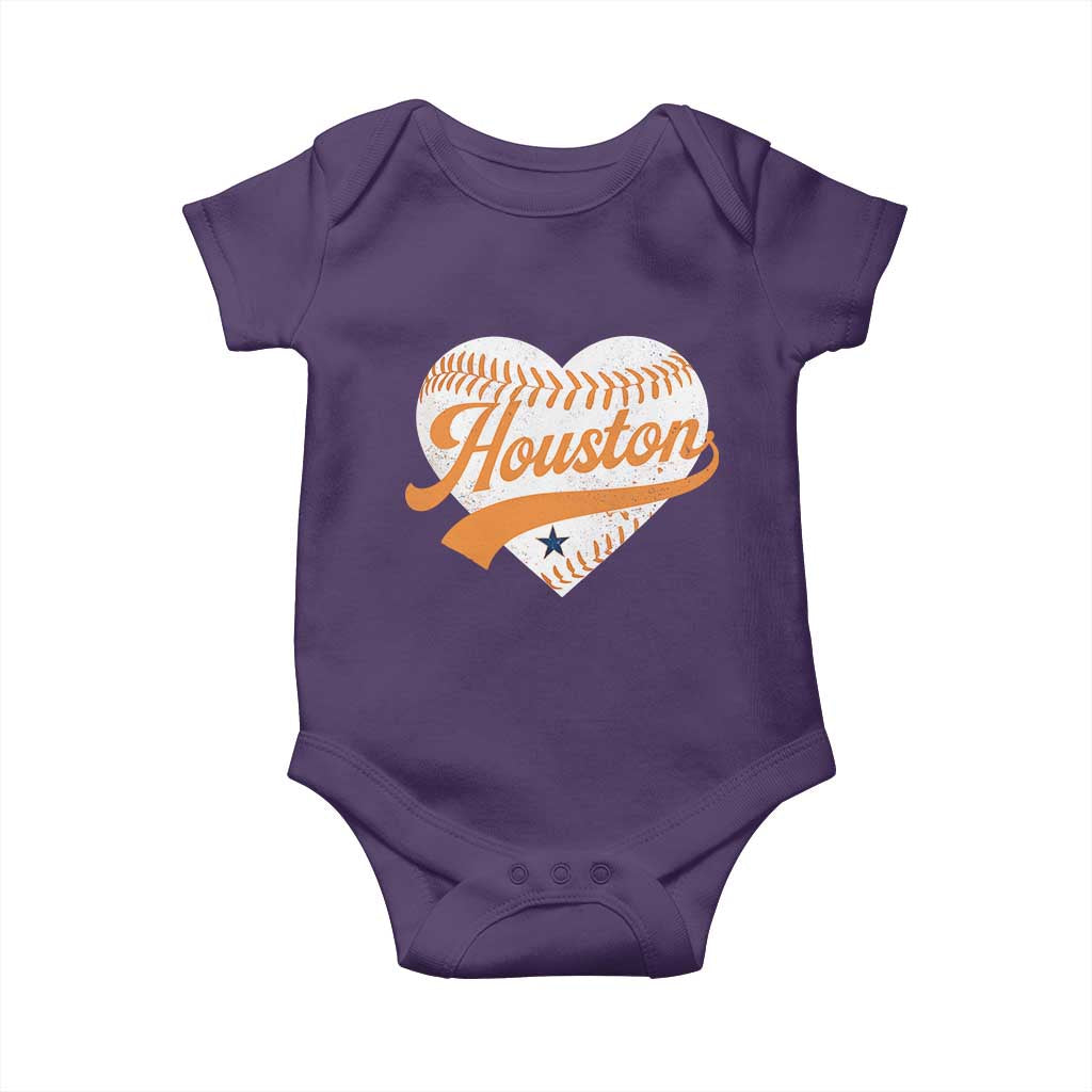 Houston Clutch City Baby Onesie Baseball Heart Varsity Script Vintage Sports Fans