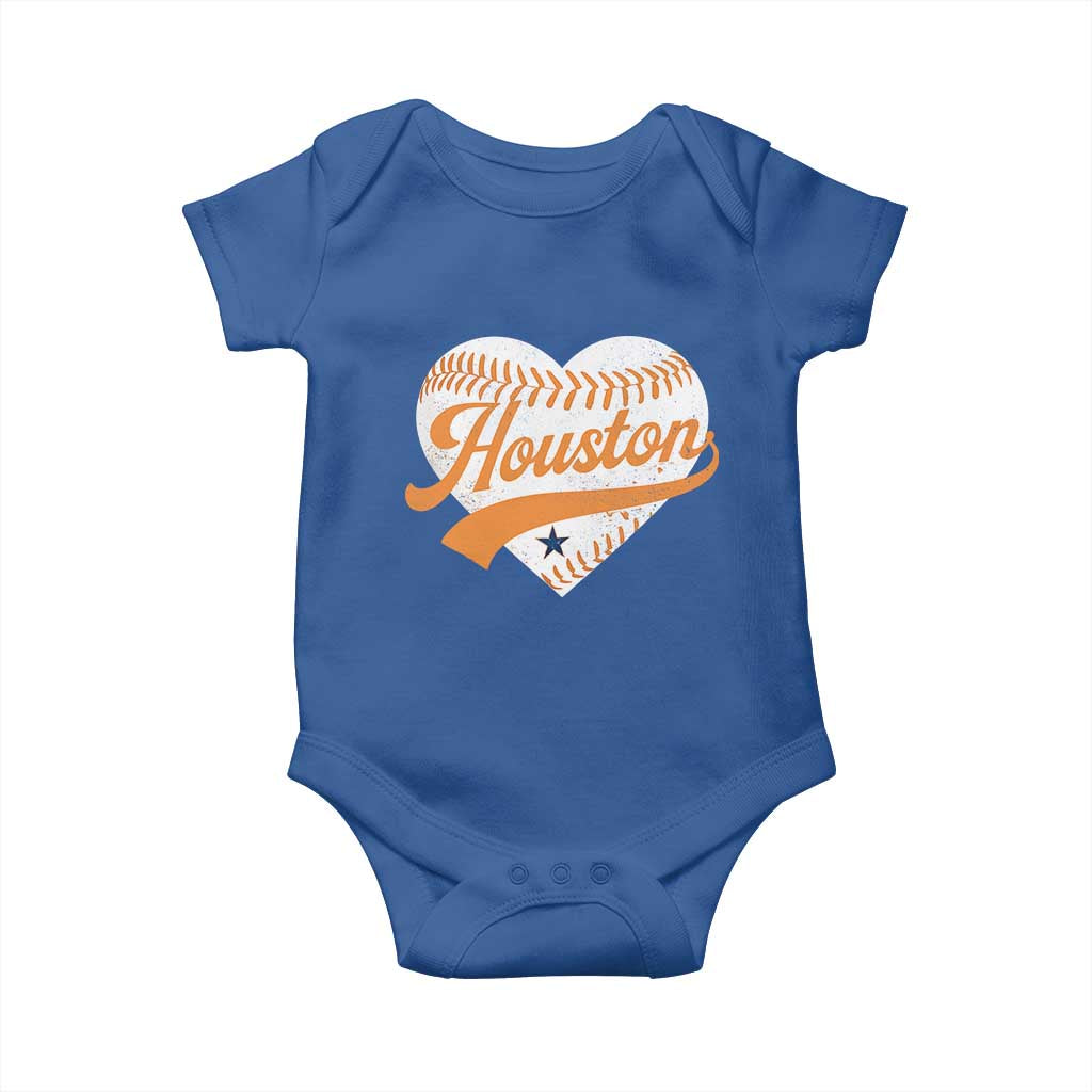 Houston Clutch City Baby Onesie Baseball Heart Varsity Script Vintage Sports Fans