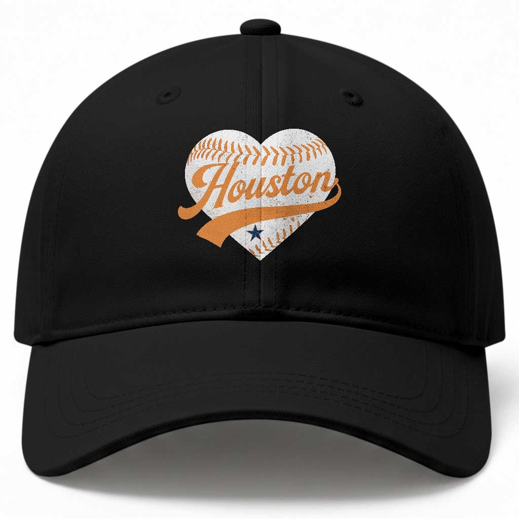 Houston Clutch City Baseball Cap Baseball Heart Varsity Script Vintage Sports Fans