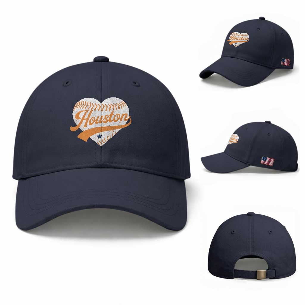 Houston Clutch City Baseball Cap Baseball Heart Varsity Script Vintage Sports Fans