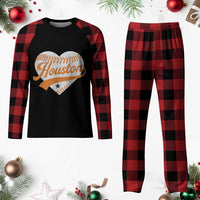 Houston Clutch City Plaid Pajama Set Baseball Heart Varsity Script Vintage Sports Fans