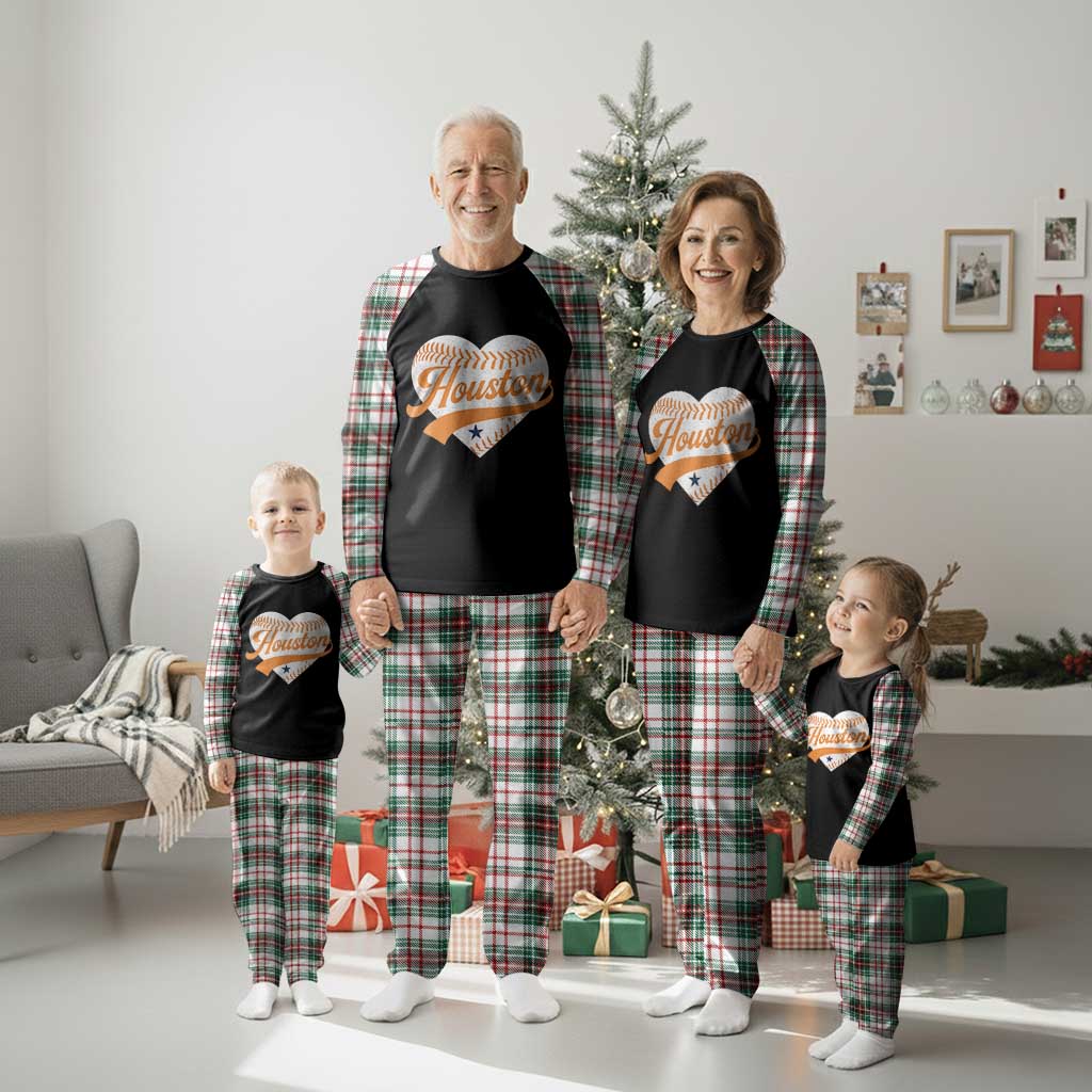 Houston Clutch City Plaid Pajama Set Baseball Heart Varsity Script Vintage Sports Fans