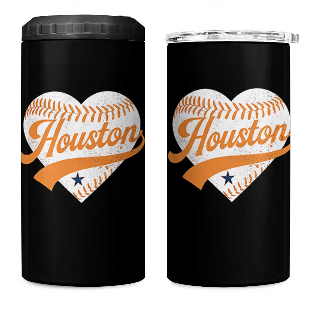 Houston Clutch City 4 in 1 Can Cooler Tumbler Baseball Heart Varsity Script Vintage Sports Fans