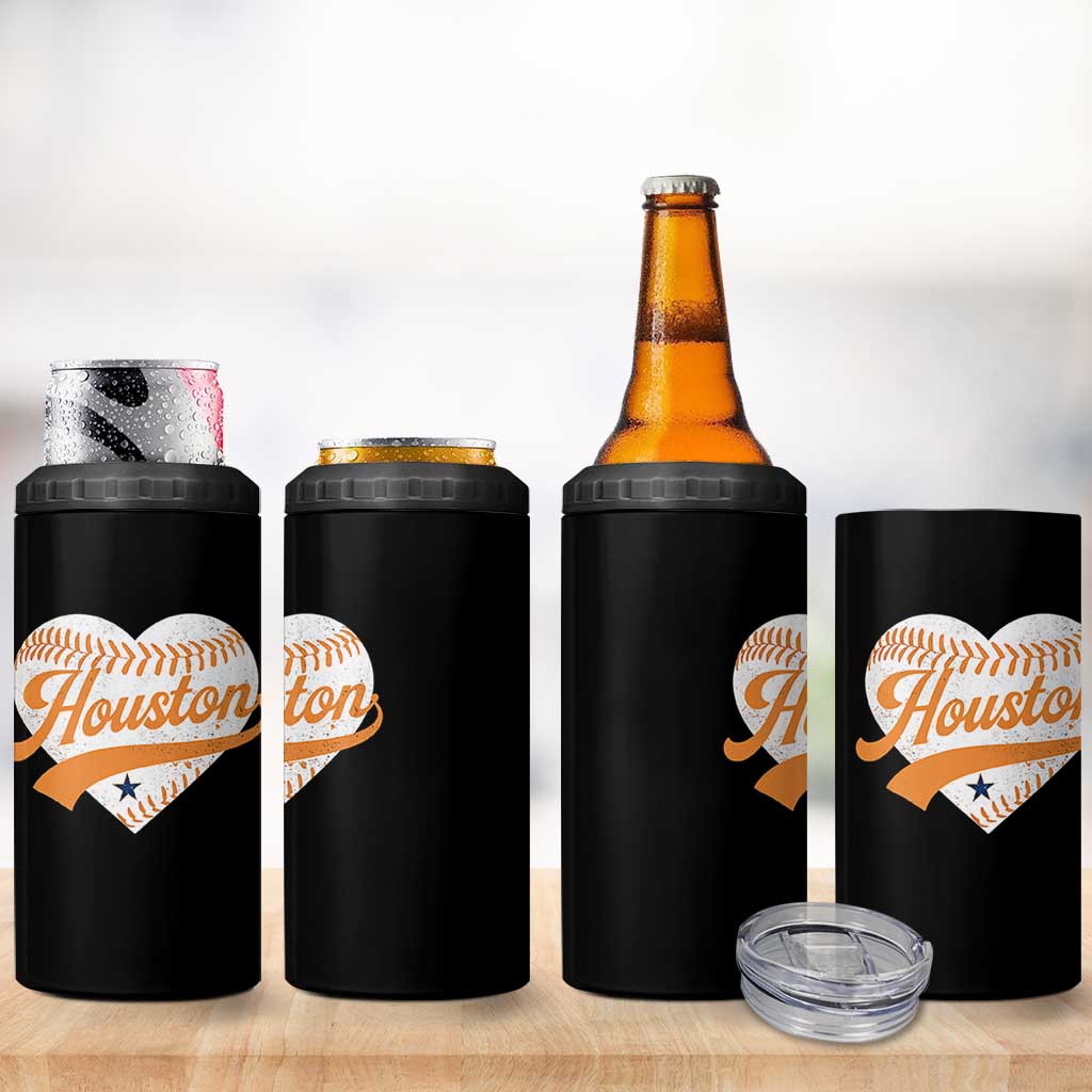 Houston Clutch City 4 in 1 Can Cooler Tumbler Baseball Heart Varsity Script Vintage Sports Fans