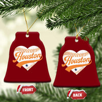 Houston Clutch City Ceramic Ornament Baseball Heart Varsity Script Vintage Sports Fans