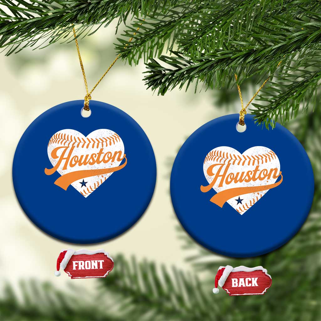 Houston Clutch City Ceramic Ornament Baseball Heart Varsity Script Vintage Sports Fans