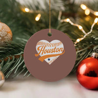 Houston Clutch City Ceramic Ornament Baseball Heart Varsity Script Vintage Sports Fans